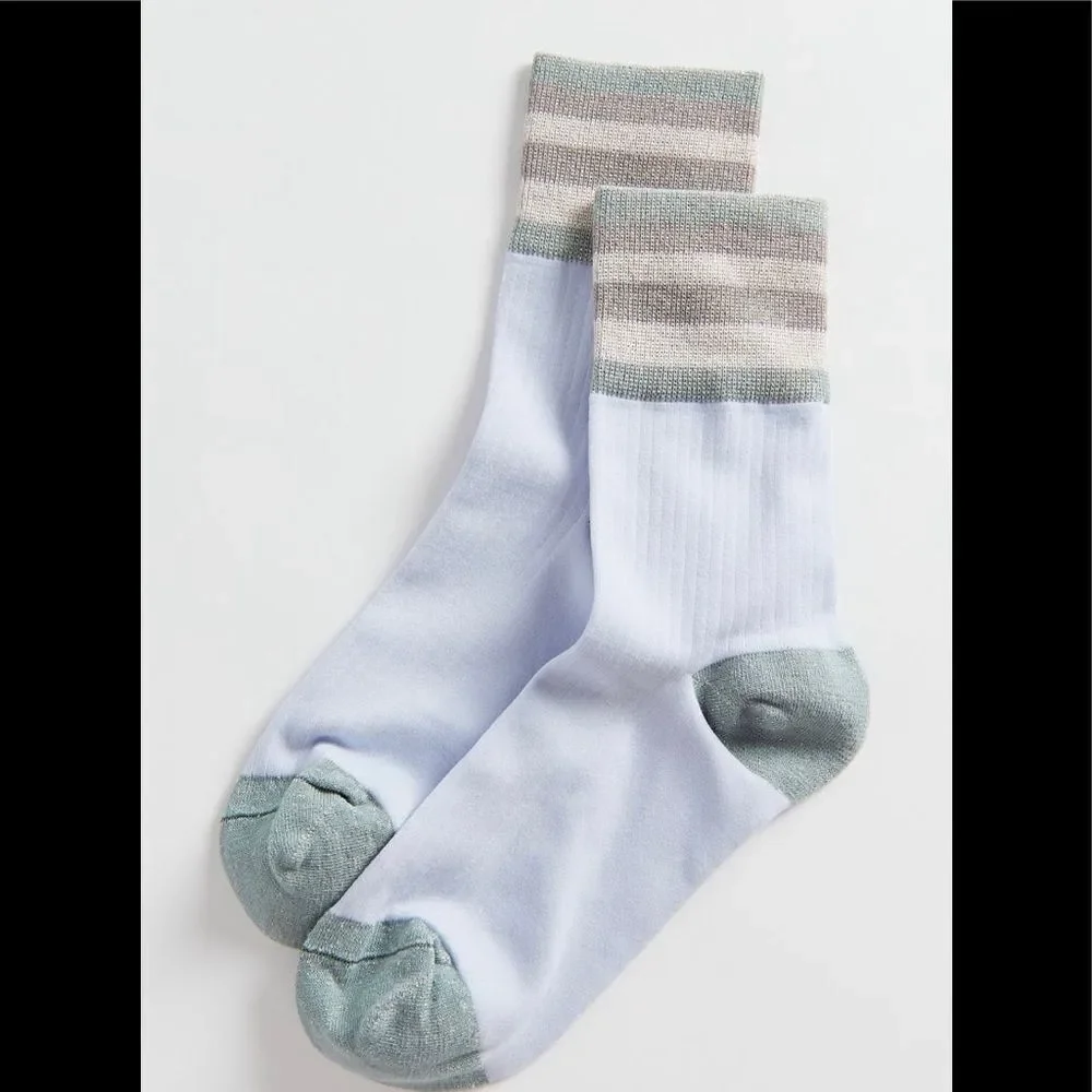 NEW (3) Urban Outfitters Metallic Striped Crew Socks Set of 3